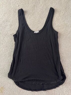 James Perse Curved Hem Black Women's Scoop Neck Tank Top 2